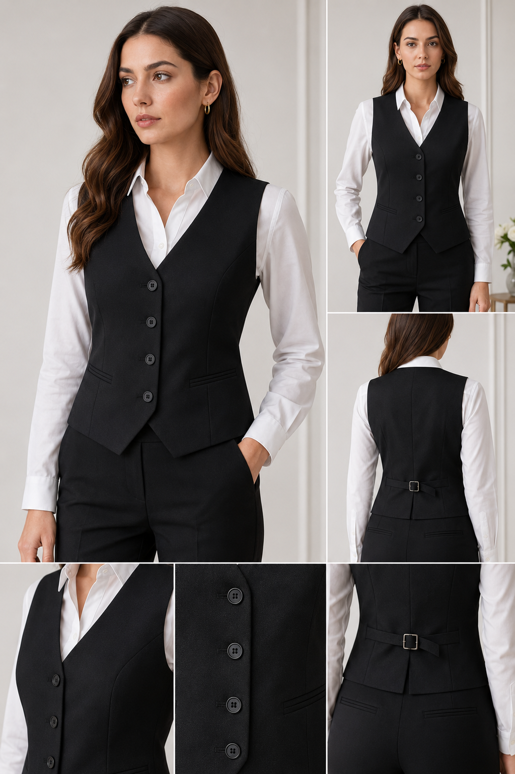Black Tailored Women's Vest